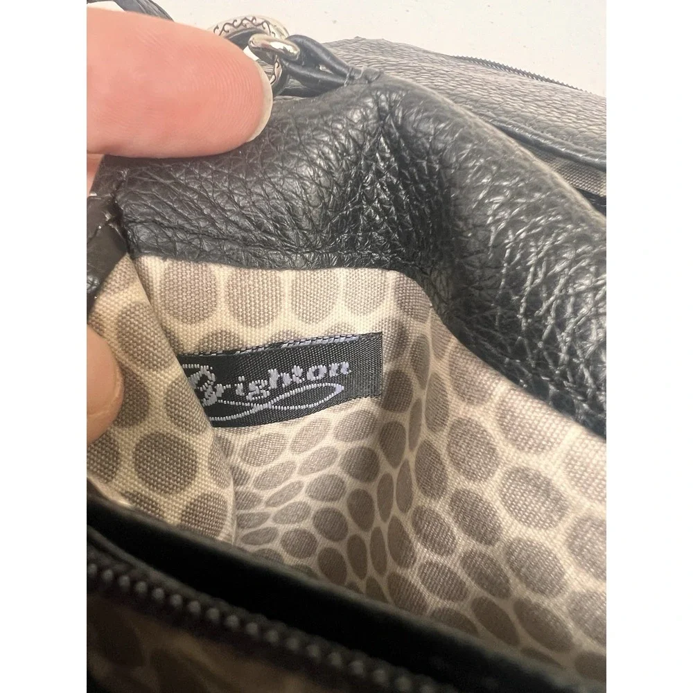Brighton Pretty Tough Organizer Bag Black Leather Studded Bag Detachable Strap